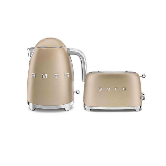 Smeg Kettle & Toaster Retro Matte Combo - Matte Champagne