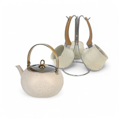 Leydi 3Lt Teapot with 4 Piece Coffee Pot Set Cream