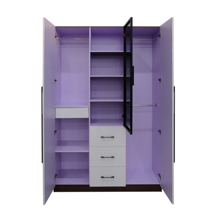 3 Door Wardrobe White Wood Grain – MW33GL