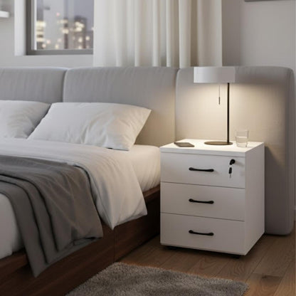 Modern 3 Drawer Chest – White + Walnut MW343