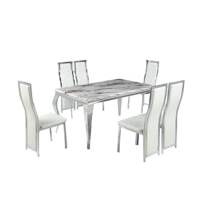 Marble Dining Set 1+6