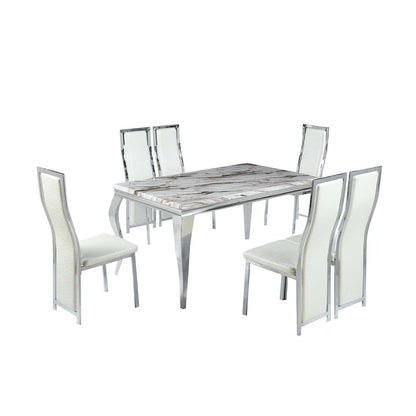 MW43 Marble Dining Set 1+6