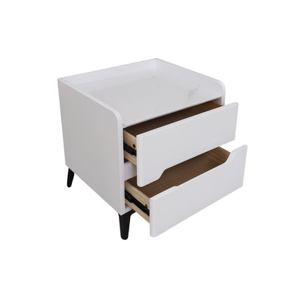 Marble Top White Two-Drawer Nightstand – MW442