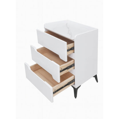 Marble Top White Three-Drawer Nightstand – MW443