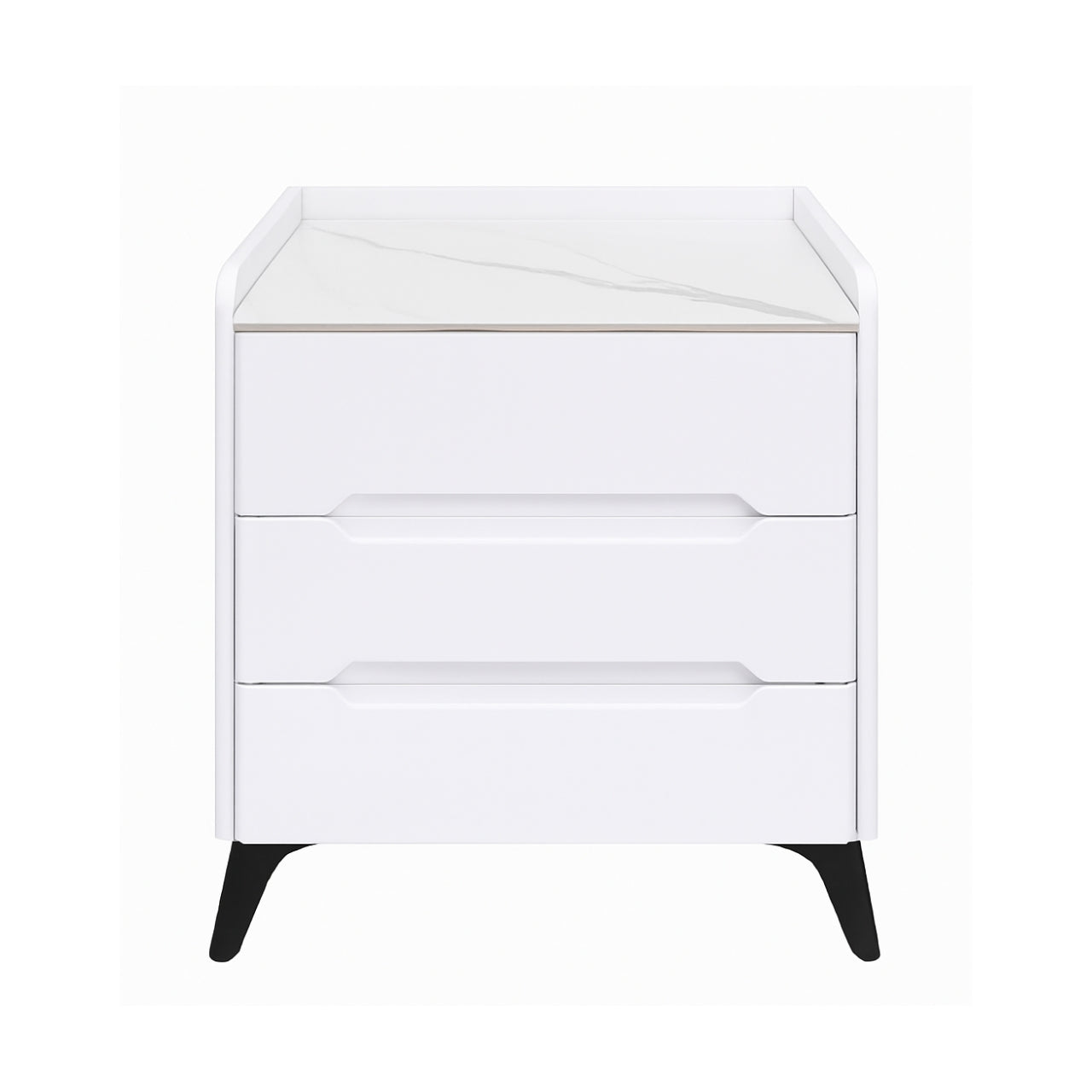 Marble Top White Three-Drawer Nightstand – MW443