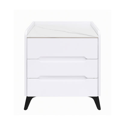 Marble Top White Three-Drawer Nightstand – MW443