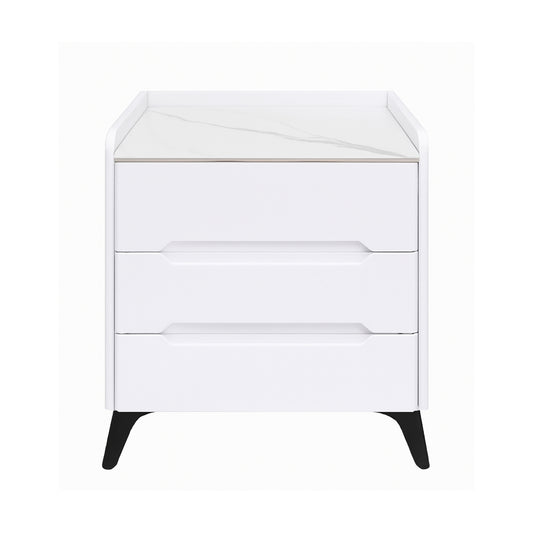 Marble Top White Three-Drawer Nightstand – MW443