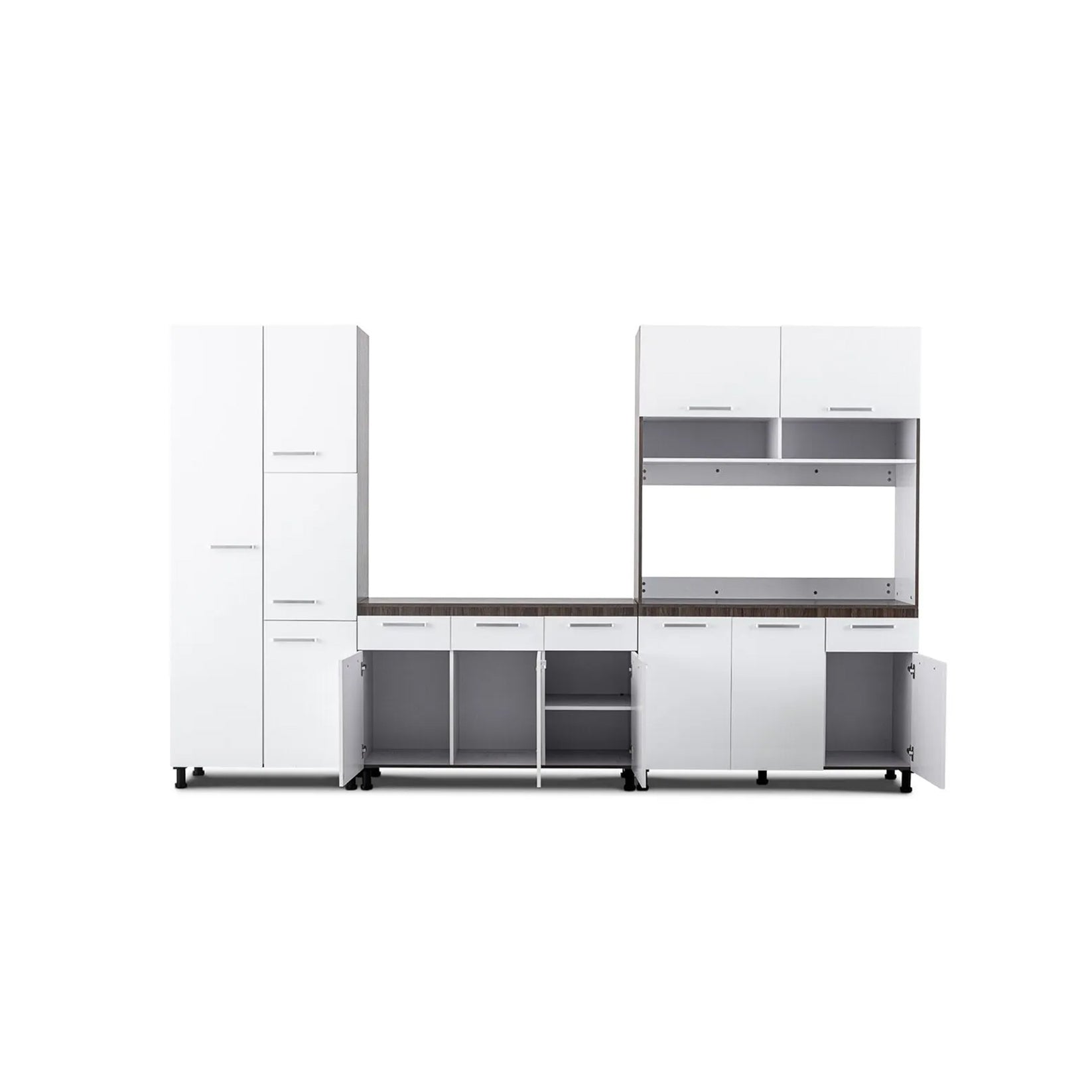 MW970 Modern 3 Piece Kitchen Set – White + Dark Oak – Bawas Furnishers