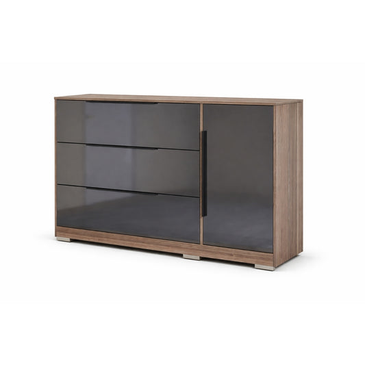 Modern Chest Of Draws Doble With Shelves – Nature/Titanium MWBR9627
