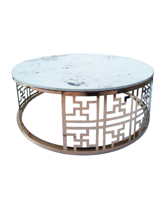 MWCTRG06 Round White And Gold Coffee Table