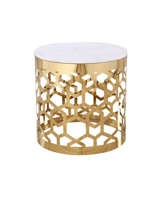 MWCTRG07 Abstract Round Gold And White Coffee Table