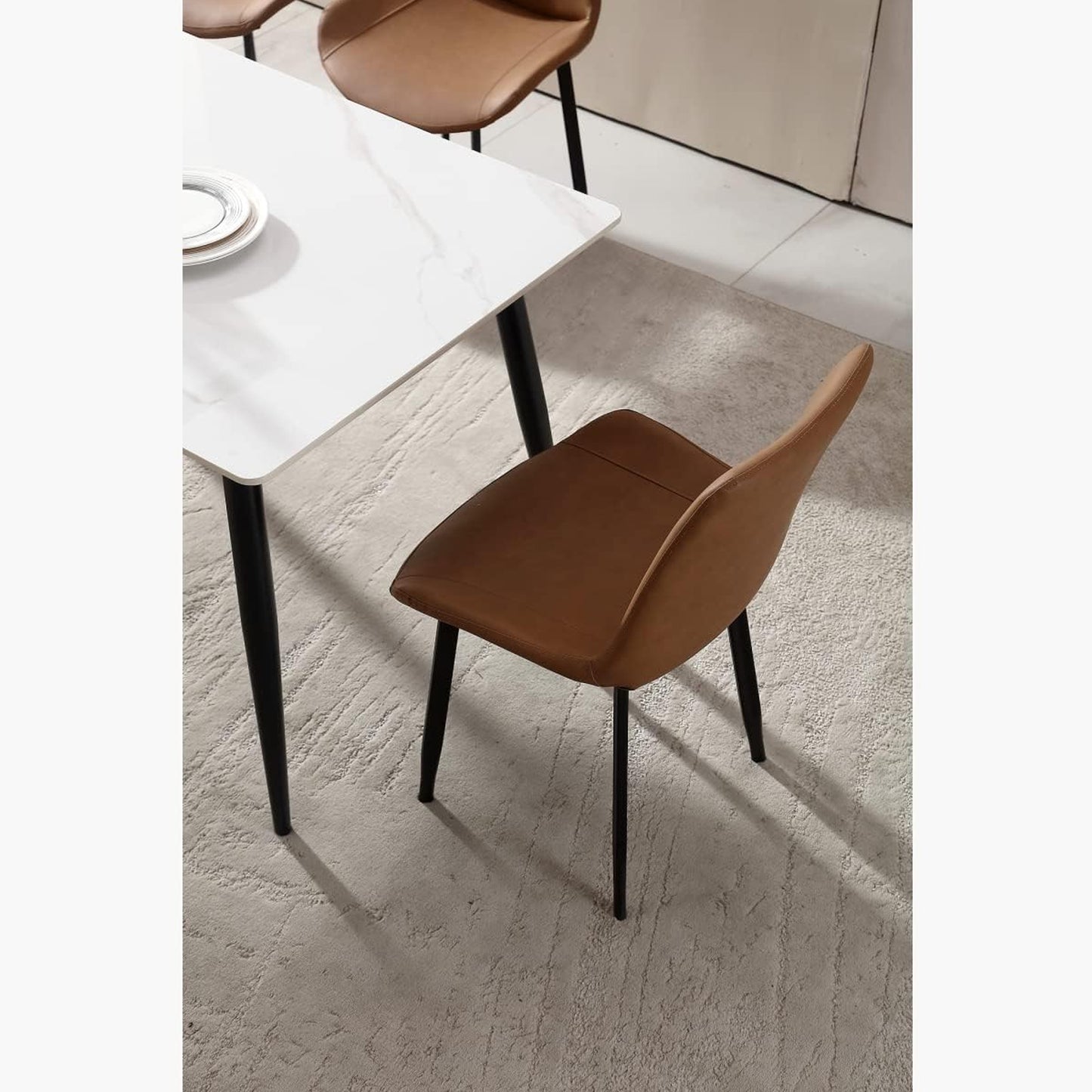 MF Grey Marble Dining Table Set 5 Piece