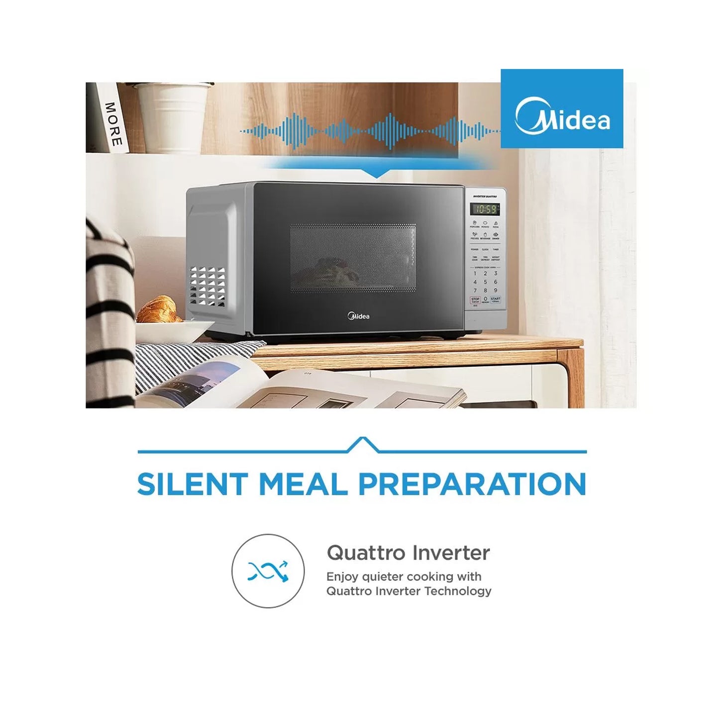 Midea Digital Smartwave Microwave Silver EM20