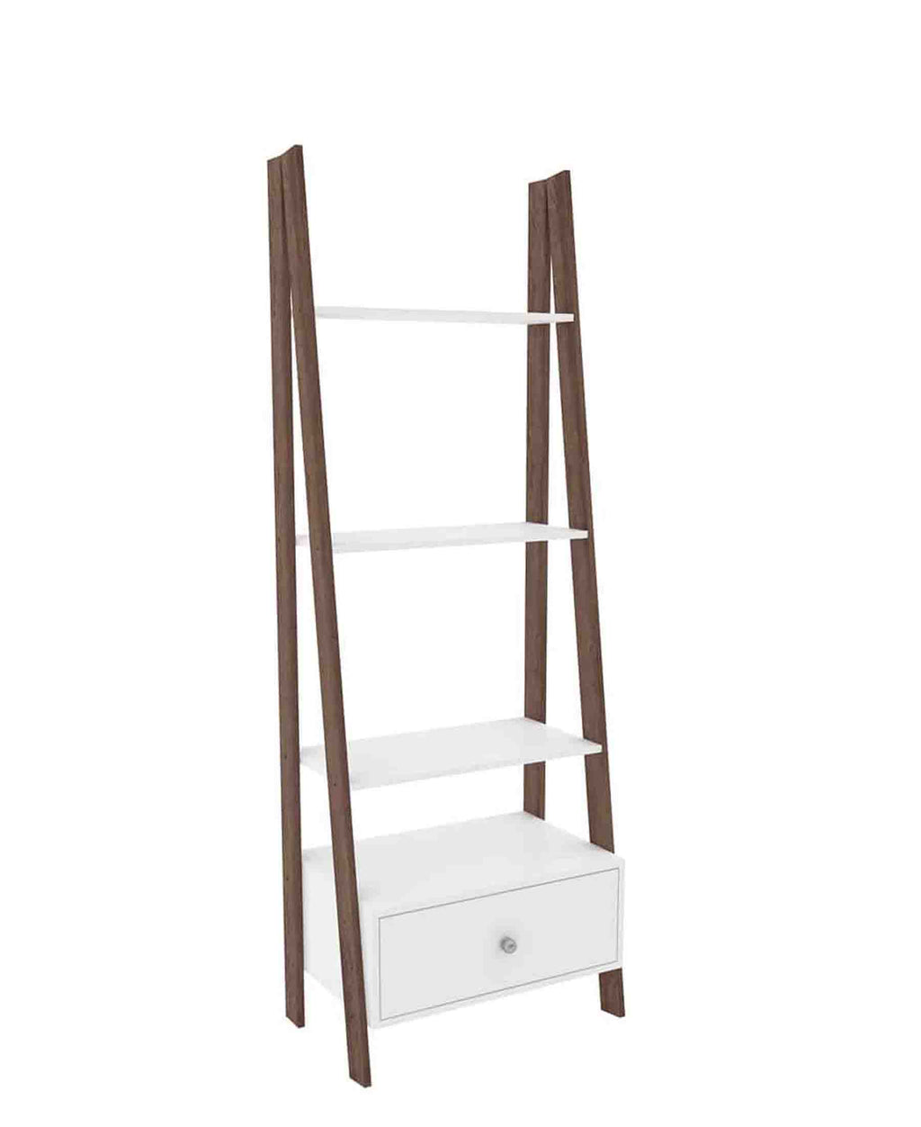 Multifunction Bookcase + Drawer – White & Rustico