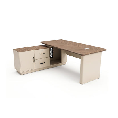 BF Platinum Living Office Table with Side Cabinet
