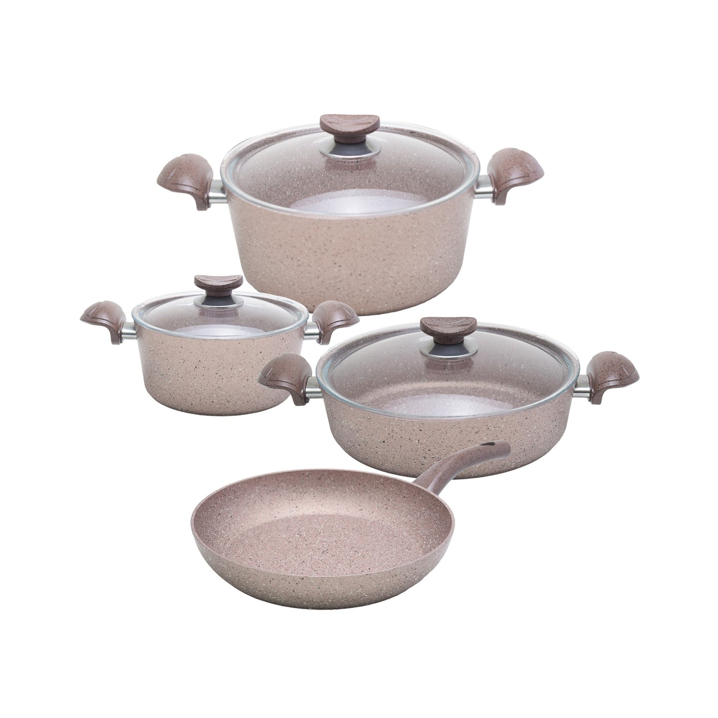 OMS 7 Piece Granite Cookware Pot Set Rose Gold