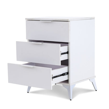Modern White 3 Drawer Nightstand – MW351
