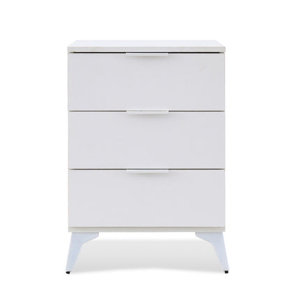 Modern White 3 Drawer Nightstand – MW351