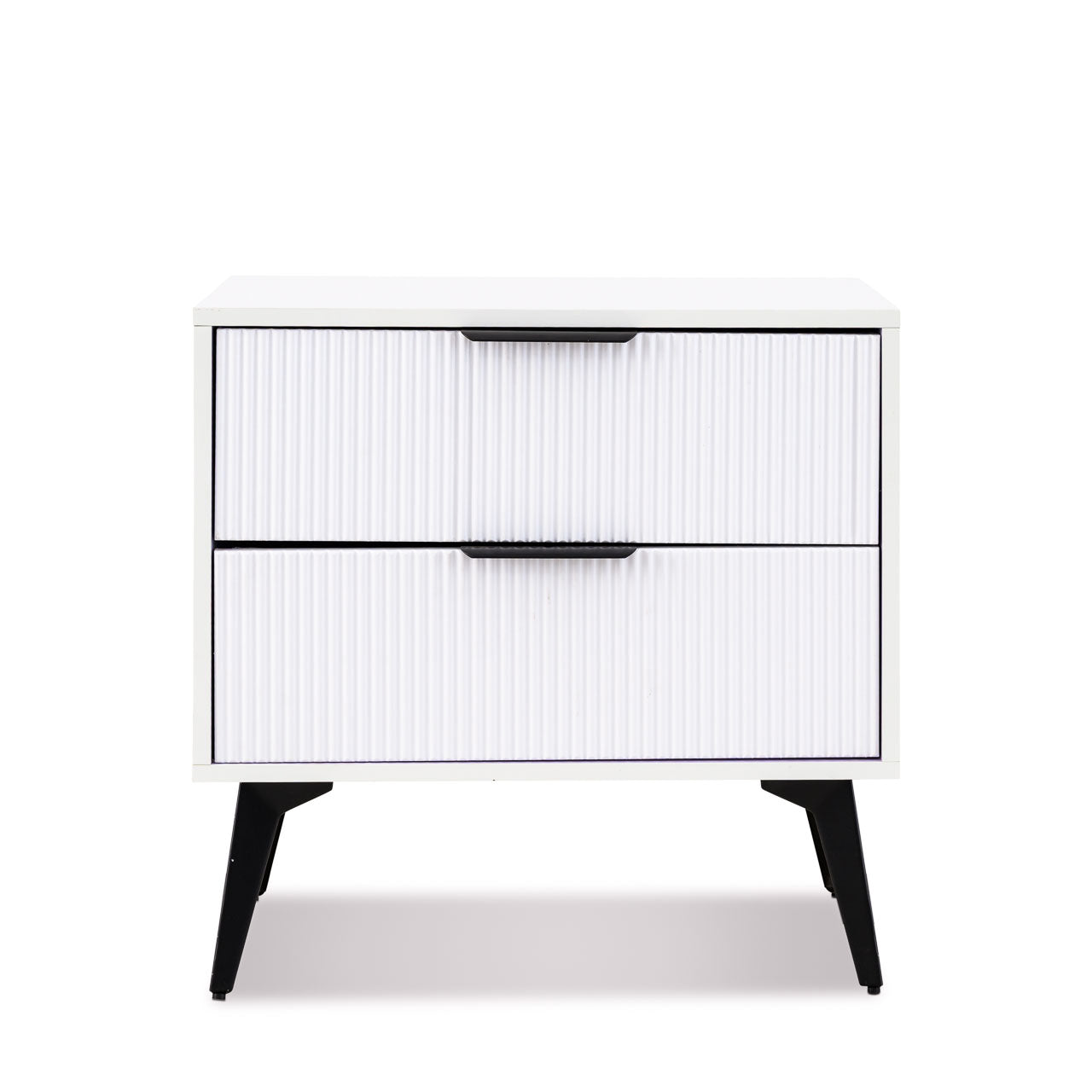 Modern White Two-Drawer Nightstand – MW230