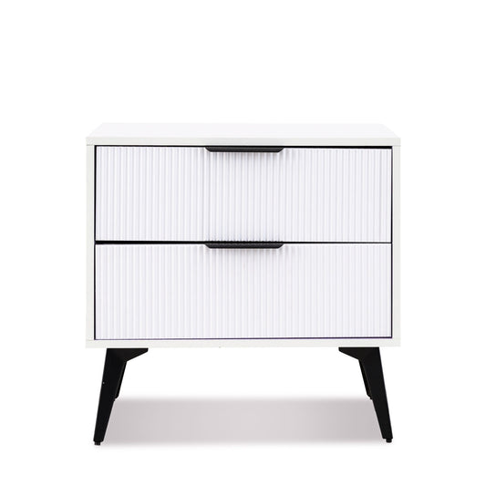 Modern White Two-Drawer Nightstand – MW230