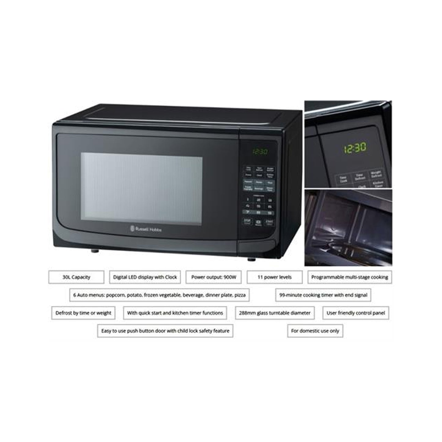 Russell Hobbs RHEM30LN-B 30L Microwave Oven