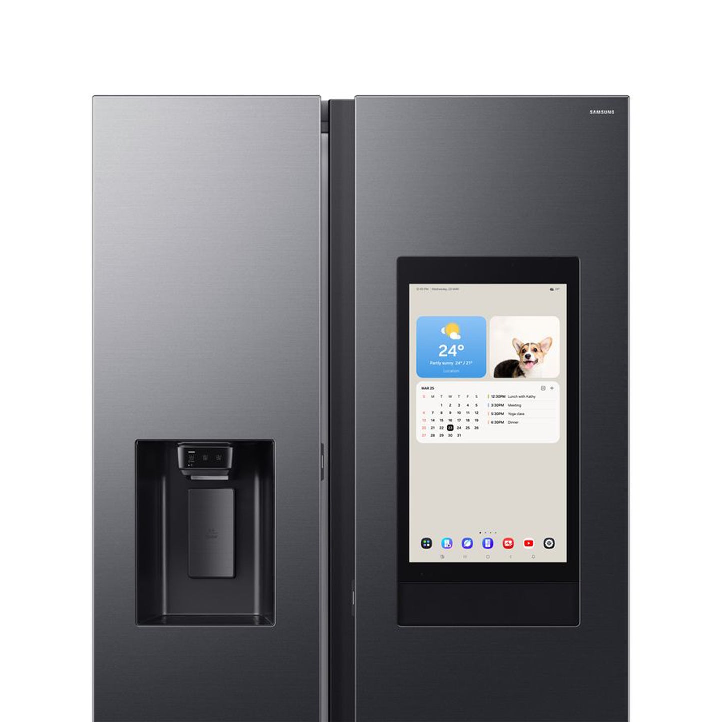 Samsung 594L AI Family Hub Side By Side Fridge with Water Dispenser RS90