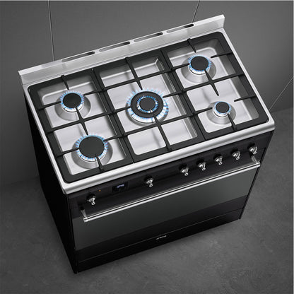 Smeg 90cm Cooker with Gas Hob - SSA91MABL2