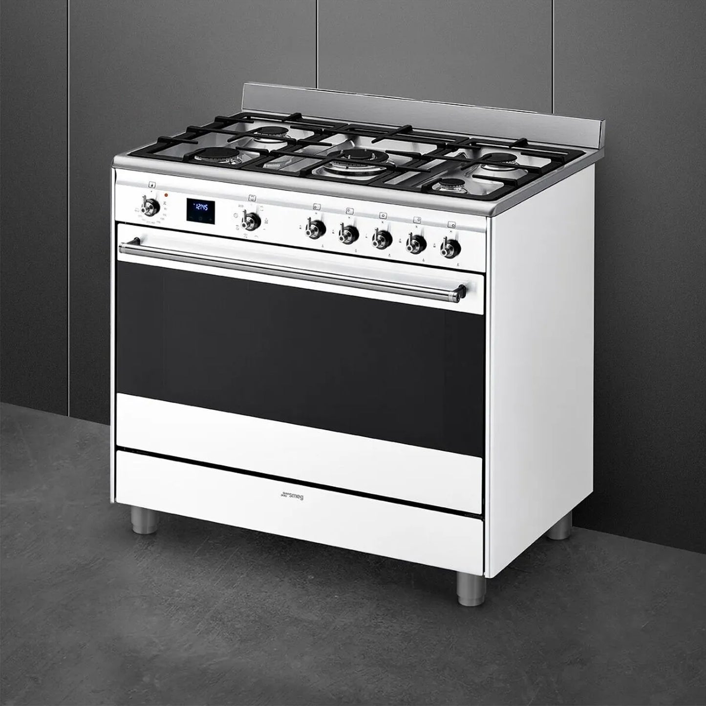 Smeg 90cm White Cooker With Gas Hob - SSA91MAWH2