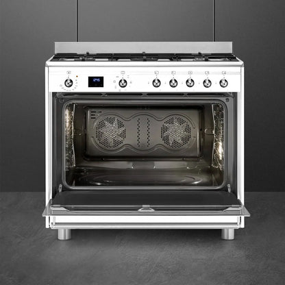 Smeg 90cm White Cooker With Gas Hob - SSA91MAWH2