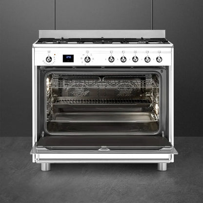 Smeg 90cm White Cooker With Gas Hob - SSA91MAWH2