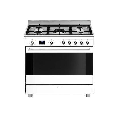 Smeg 90cm White Cooker With Gas Hob - SSA91MAWH2