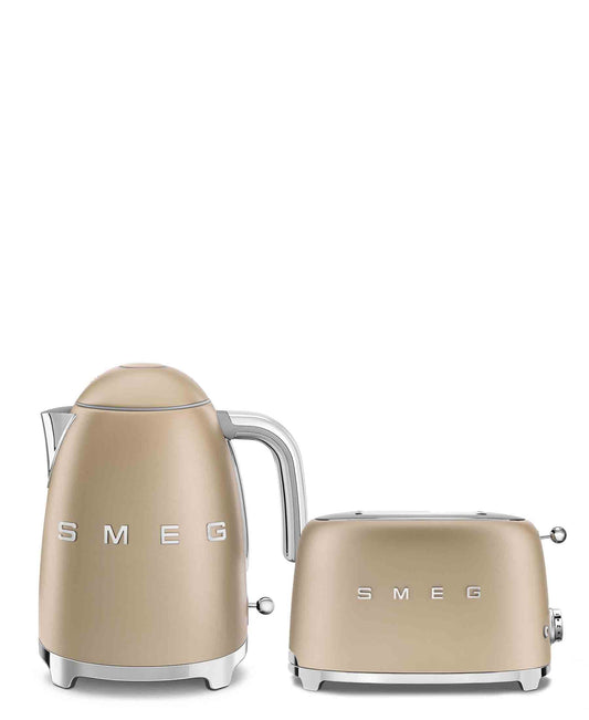 Smeg Kettle & Toaster Retro Matte Combo - Matte Champagne