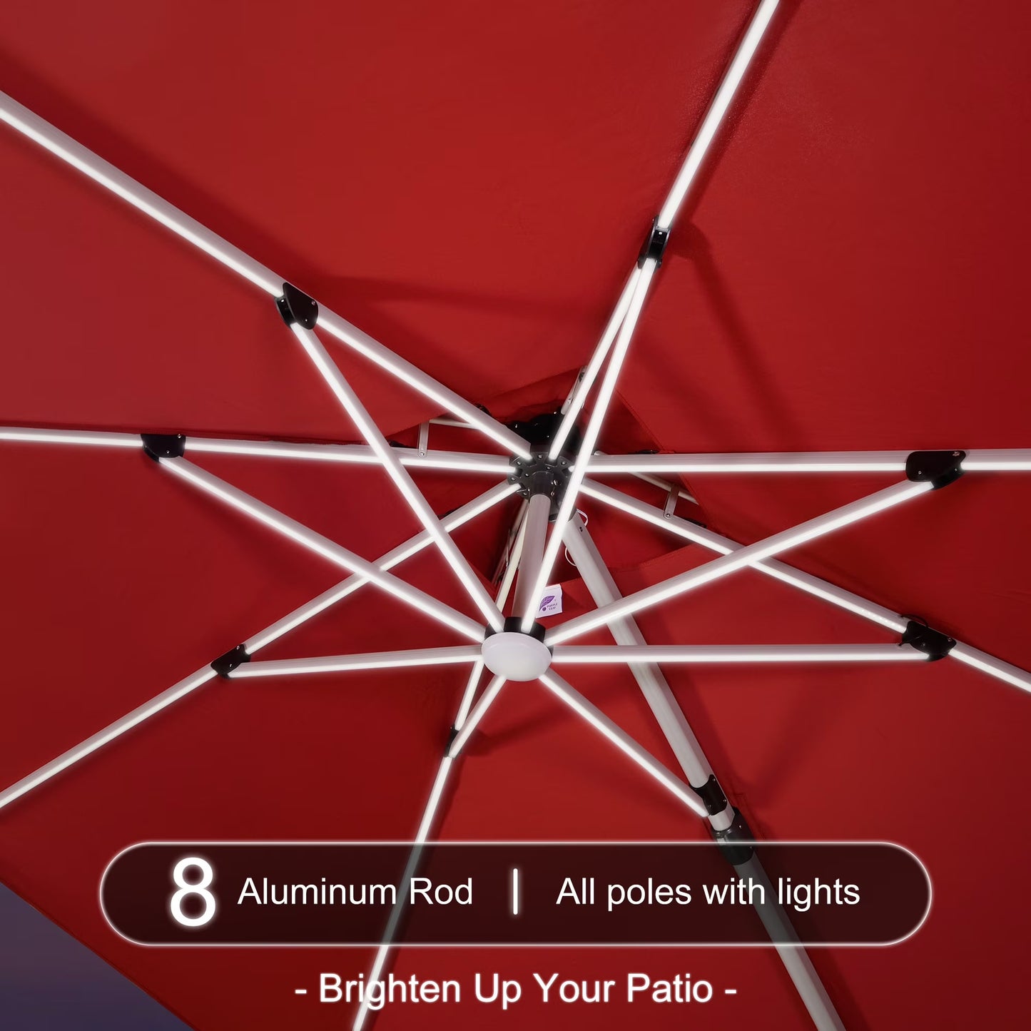 Square Double Top Deluxe Solar Powered LED Patio Umbrella Outdoor Cantilever Umbrella