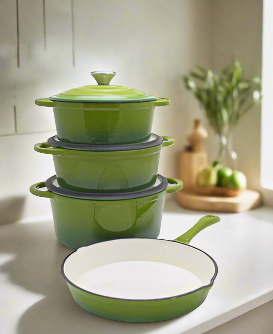 CTH 7 Piece Cast Iron Pot Set - Light Green