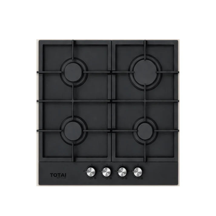 Totai 60cm 4 Burner Gas on Glass Hob Matte Black 26/GOG4BNMBL