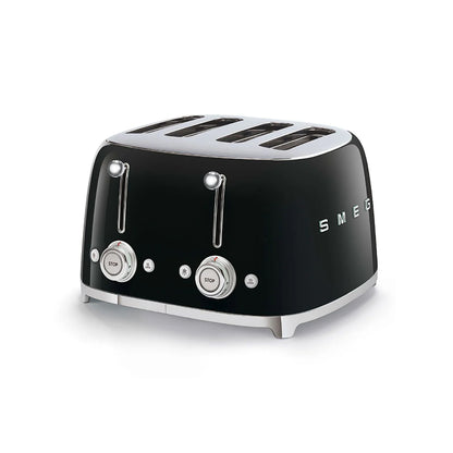 Smeg Retro 2000W 4 Slice Square Toaster - Black