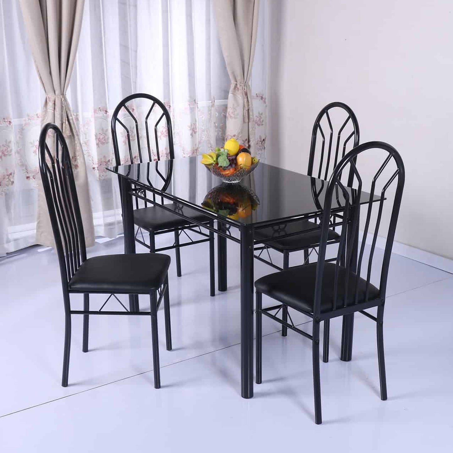 Table and Chairs 5 Piece – Black