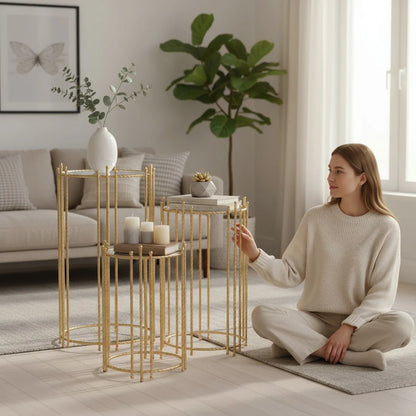 The Venus 3 Piece Coffee Table Set Gold