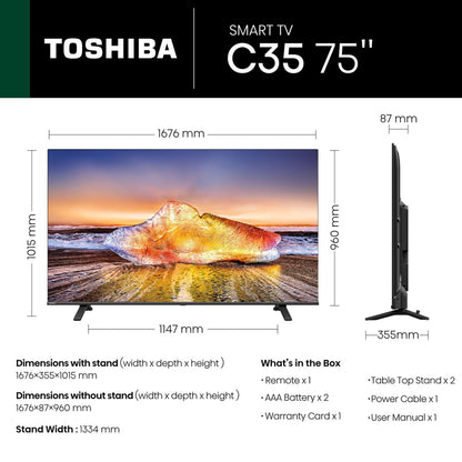 Toshiba 75" C350LN 4K UHD Smart LED TV with HDR & Dolby Vision