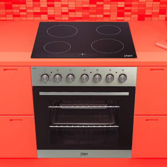 Univa ELEGANT BRUSHED METALLIC OVEN AND CERAN HOB U336CM