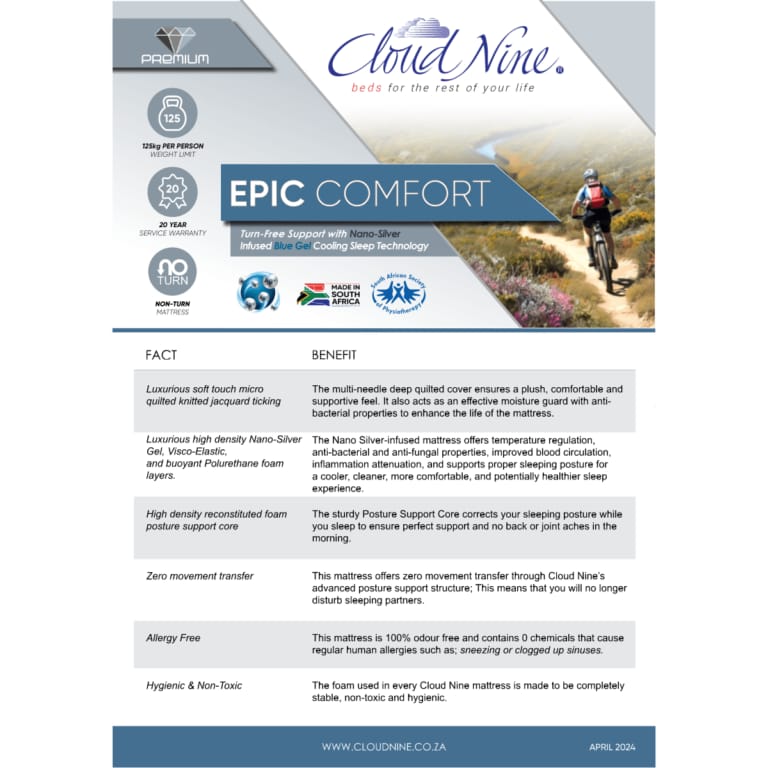 Cloud Nine Epic Comfort 3/4 Mattress & MJ Base