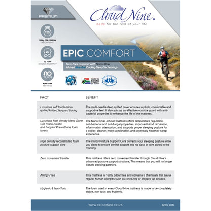 Cloud Nine Epic Comfort 3/4 Mattress & MJ Base