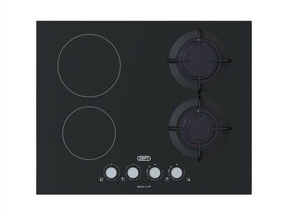 Defy 65cm Black Glass Dual Fuel Hob - DHG606