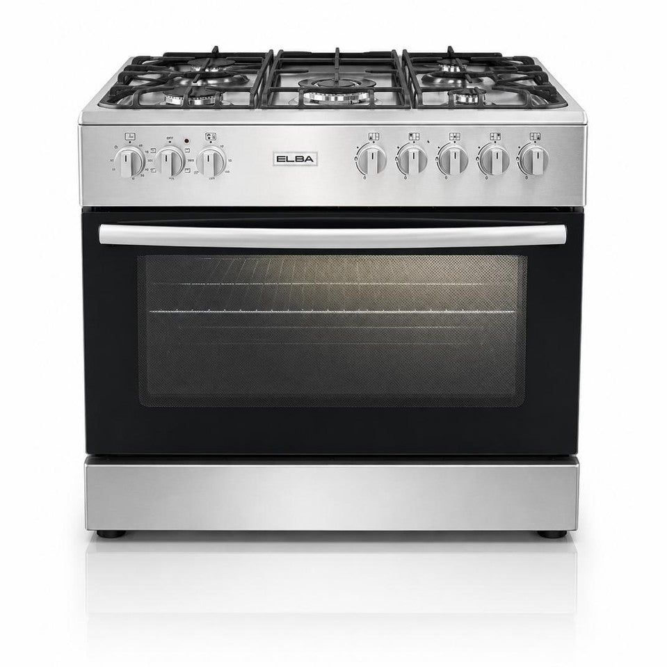 ELBA 90CM 5 Burner Gas Stove & Electric Oven - Stainless Steel (New Model)