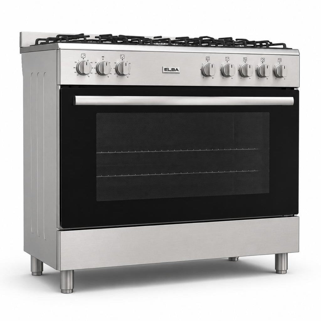 ELBA 90CM 5 Burner Gas Stove & Electric Oven - Stainless Steel (New Model)