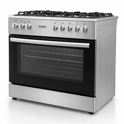 ELBA 90CM 5 Burner Gas Stove & Electric Oven - Stainless Steel (New Model)