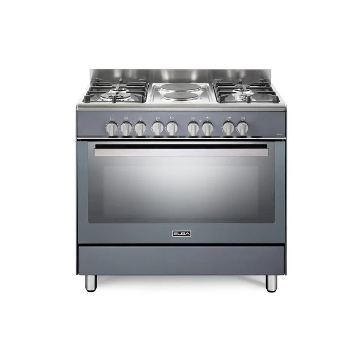 ELBA CLASSIC LITE 90CM 4 BURNER GAS COOKER WITH 2 ELECTRIC PLATES AND ELECTRIC OVEN - GREY