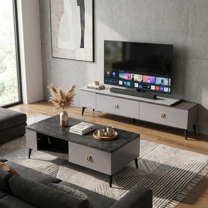 Multiwood MWTV137M Plasma Stand + MWCT137M Coffee Table Combo - Grey