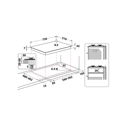 Whirlpool 75cm Gas Stainless Steel Hob - GMA 7522/IX