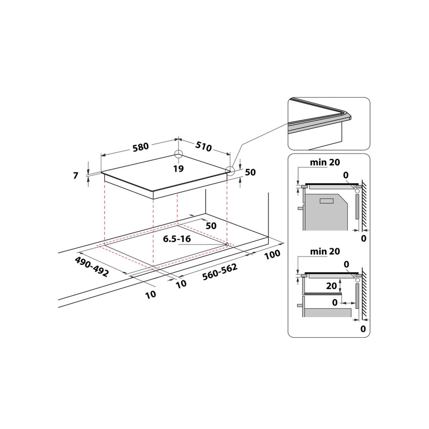 Whirlpool 60cm Oven & Hob Combo – AKT109NE + AKP543IX